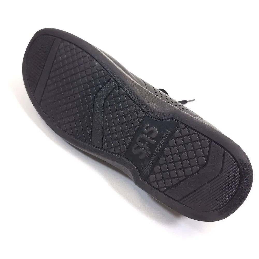 SAS Time Out Mens 12 M Black Leather Walking Shoes Comfort Lace Up Made In USA